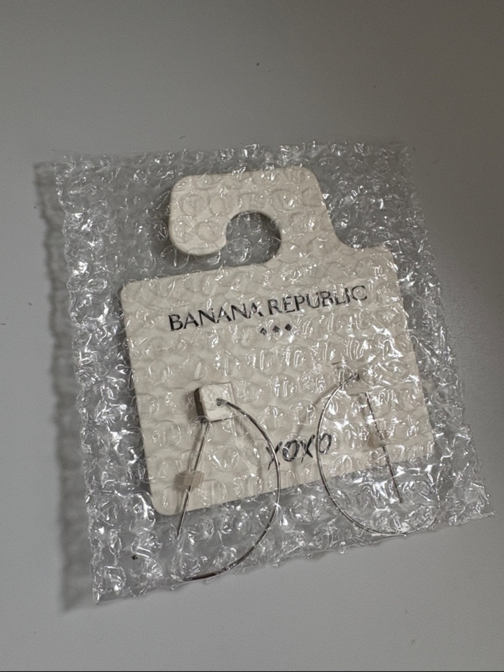 NWT [Banana Republic] XOXO Silver Semi Circle Hoop Threader Earrings Medium Size - Picture 10 of 10